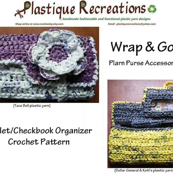 PDF Crochet Pattern ...WRAP and GO Wallet/Checkbook Organizer with flower wraparound band closure