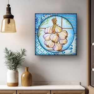 Garlic Art, Causal Chakra Wall Art, Italian Kitchen Decor, Giclee Print