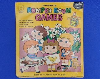 Vintage Romper Room Games 45 RPM Record – Favorite Children’s Songs – 1960s Pan Pan Records – Nursery Rhyme Vinyl