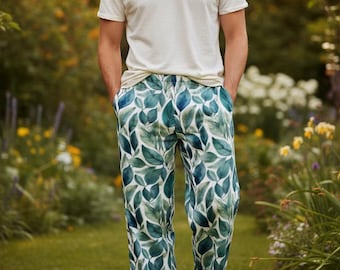 Blue Floral Wide Leg Pants