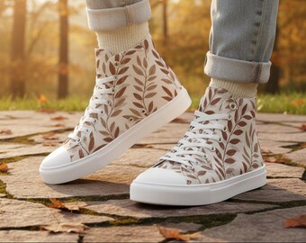 Zapatillas de lona de caña alta para mujer Brown Leaf