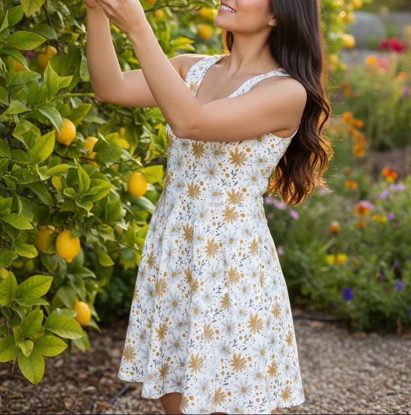 yellow floral skater dress Yellow Floral skater dress