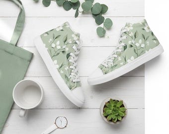 Olive Green Women’s high top canvas shoes