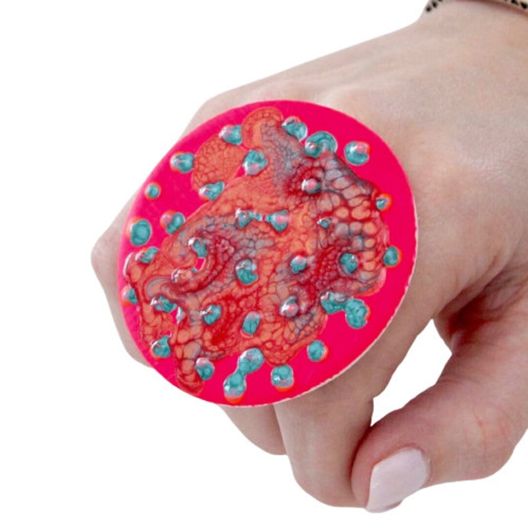 Statement Ceramic Ring Big Ring Bold Ring Marble Ring Etsy