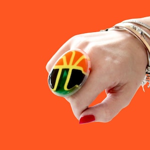 Glass Jewelry Cocktail Ring - bold ring, handmade ring, adjustable ring, statement ring, cocktail ring, tribal ring