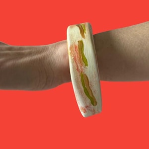 Chunky Bracelet, Eco friendly jewelry, big ceramic bangle, pink bracelet, unique jewelry, big bracelet, statement jewelry, cuff bracelet