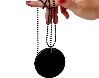 Black Necklace, Ceramic Jewelry, Big Pendant, ceramic necklace, big jewelry, oversize jewelry, handmade necklace by Studioleanne