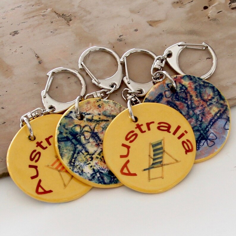 Ceramic Key Chain Australian Art Australian Souvenir Key Etsy