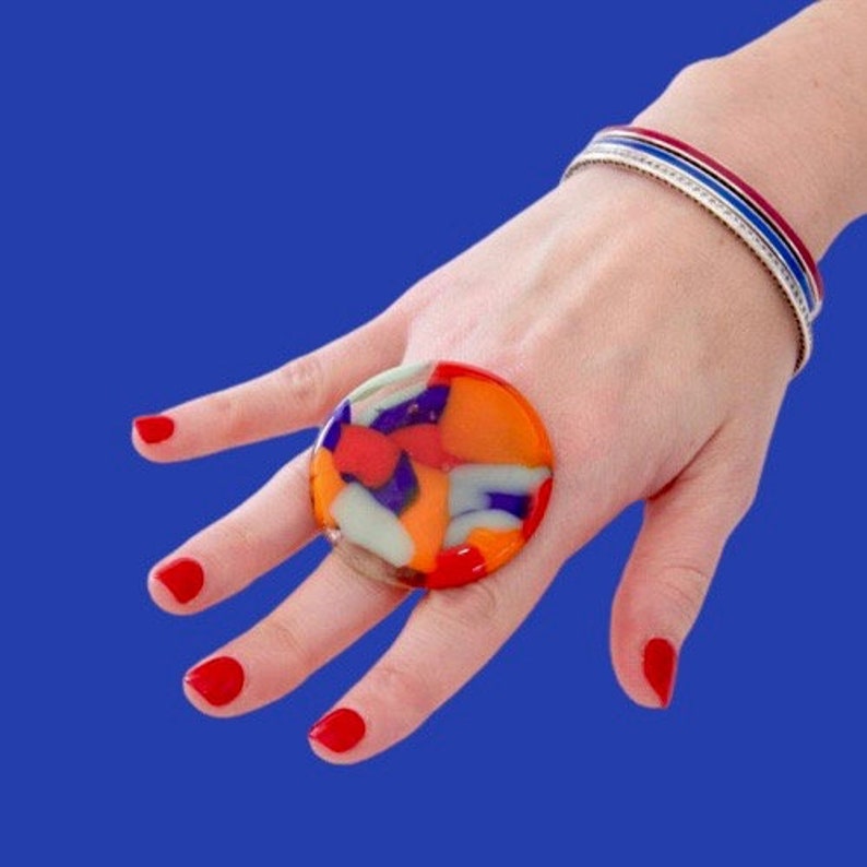 Fashion Ring Statement Ring Big Ring Marble Ring Cocktail Etsy