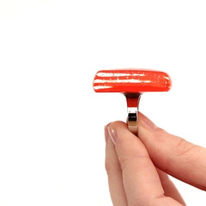 Orange ring, statement ring, fused glass ring - statement jewelry, summer fashion, handmade ring,  fashion jewelry, gift for her fused glass