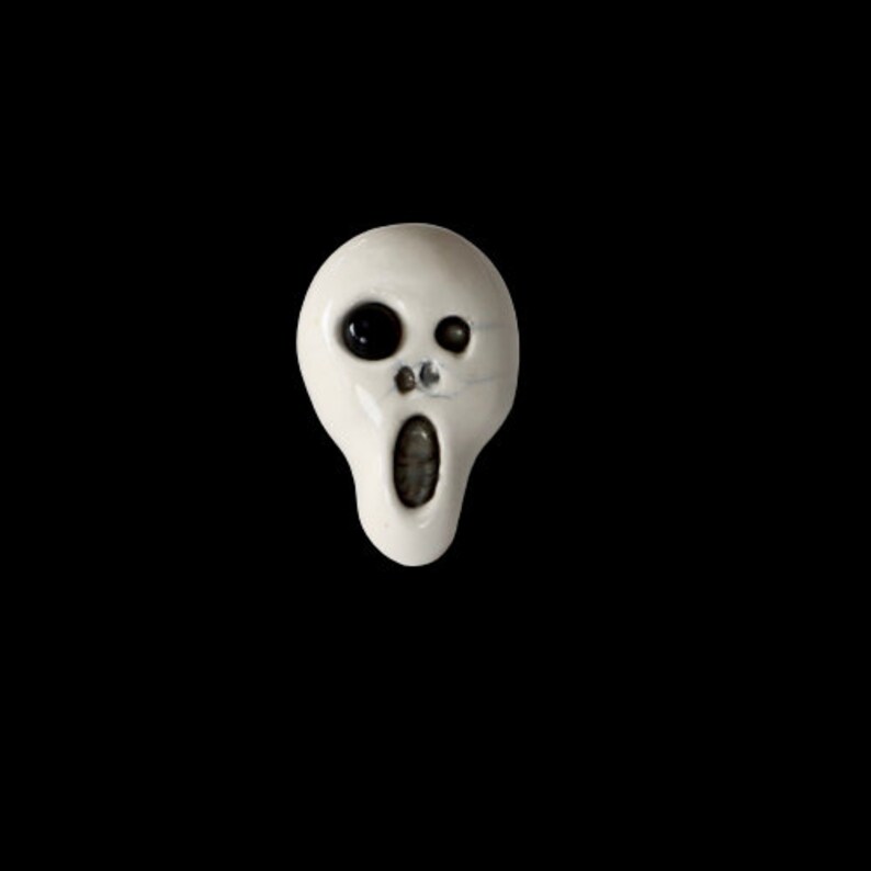 Statement Ring Halloween ring Ghost Ring Studioleanne adjustable ring Unique ring Ceramic ring Skull Ring handmade ring gothic ring
