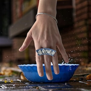 Wedgwood Jasperware, china jewelry, broken china jewelry, upcycled ring, porcelain ring, vintage ring, recycled jewelry, antique jewelry