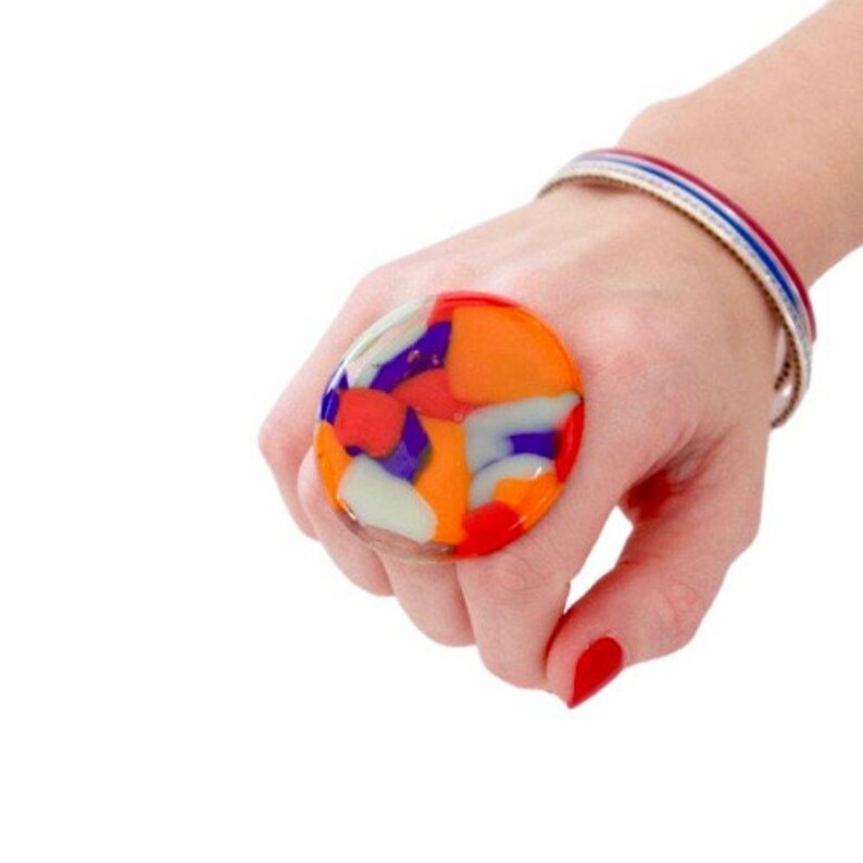 Fashion Ring Statement Ring Big Ring Marble Ring Cocktail Etsy