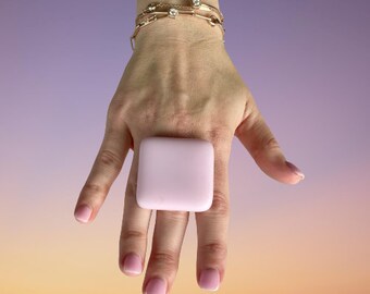 Pink Ring, Womens Jewelry, Gift for Her, Statement Ring, Beach Glass, big ring, fall fashion, wearable art ring, handmade by StudioLeanne