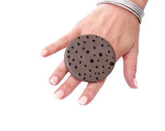 Unique Jewelry, Big Ceramic Ring, ceramic jewelry, statement jewelry, bold ring, oversize ring, handmade polka dot ring, geometrical jewelry