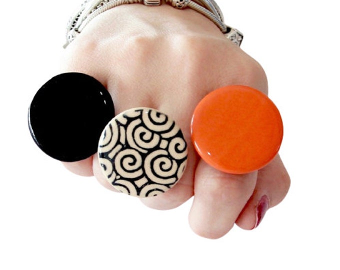 Fashion Statement Rings Ceramic Rings Stackable Rings Etsy