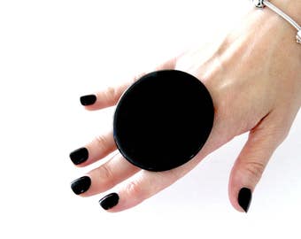 Big Black Ring, Statement Ring, Ceramic Jewelry big ring, bold ring, ceramic ring, large ring, oversized ring, handmade ring