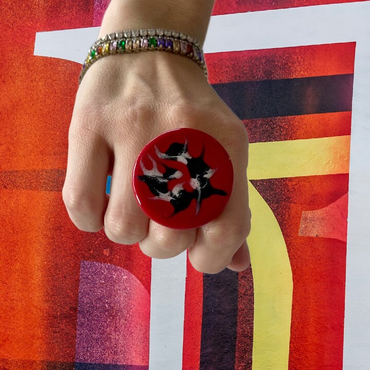 Ceramic Ring, Abstract Art, Fall Fashion, Unique Jewelry, Statement Ring, Fashion Boho Adjustable Gift For Her, Handmade