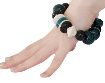 Ceramic Jewelry, Beaded Bracelet -  big bracelet, Unisex bracelet, handmade by StudioLeanne, statement jewelry