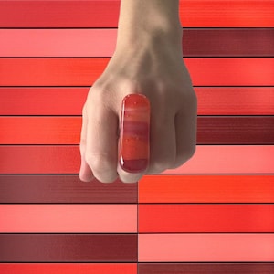 Orange and red ring, Fashion Ring, Fused Glass Ring, Adjustable Ring, handmade ring, cocktail ring, boho fashion, boho ring, handmade ring
