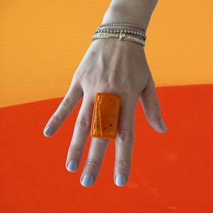 Orange Ring, Statement Ring, Marbled Ring, Unique jewelry, womens jewelry, fused glass jewelry, big ring, New Year fashion, statement ring