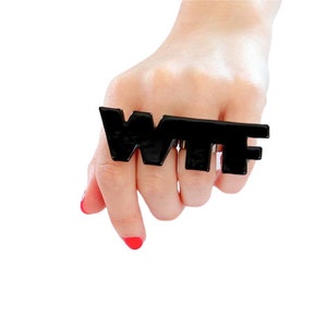 Double Finger, WTF Ring, Ceramic Jewelry, two finger ring, Multi finger ring, Personalized ring, black ring, Handmade Ring, Ceramic Ring