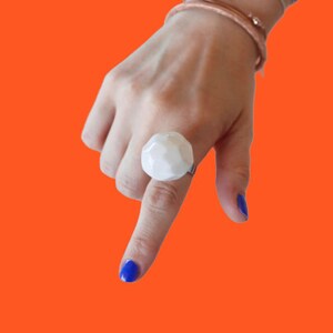 White Polygon Ring Ceramic - Bespoke Jewelry, Geometric Jewelry ...