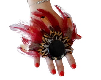 Oversize Ring, Feather Ring, Ceramic Ring, tribal jewelry, big ring, statement jewelry, statement ring, avant garde jewelry, unique jewelry