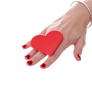 Regalo del Día de San Valentín, Anillo Rockabilly, Anillo de Cerámica, Joyería de cerámica Big Red Heart Ring, regalo para ella, joyería de mujer anillo de declaración de anillo grande