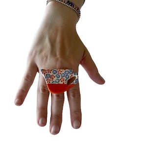 Ceramic Jewelry, Cocktail Rings, tea cup, big rings, ceramic and pottery, handmade ring by Studioleanne, unique rings, statement rings