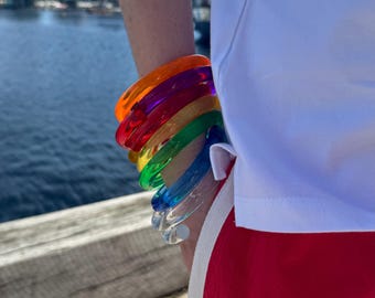 Acrylic Bracelet, Lucite Bracelet, Chunky Bracelet, translucent bangle, big bracelet, color bangle, neon bangle, Free shipping, Studioleanne