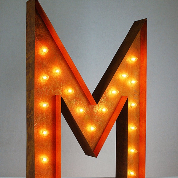 Light Up Letter M - RUSTY - 36" Vintage Marquee Lights-The Original!