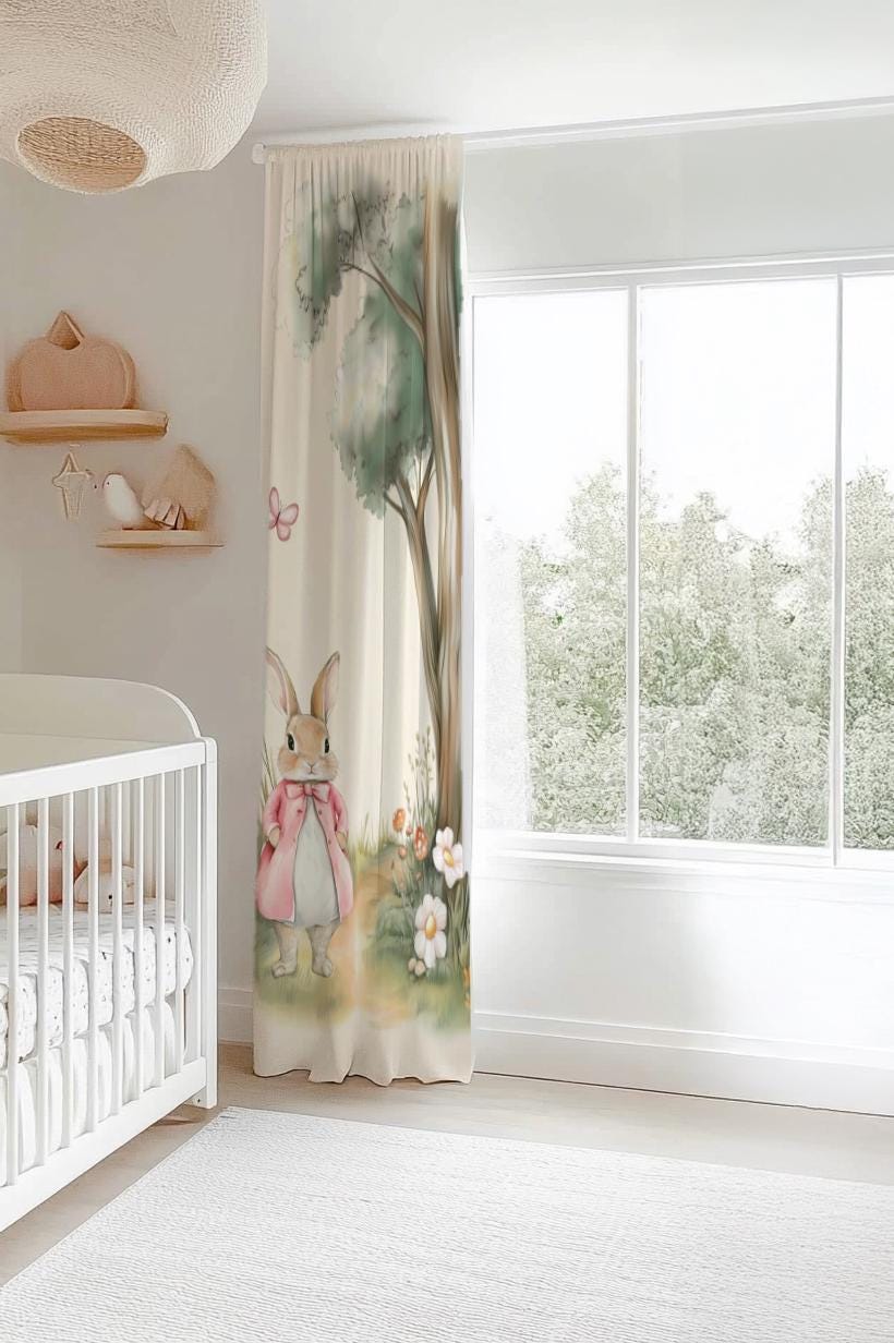 Peter Rabbit Nursery Curtains Personalized | Flopsy Bunny Kids Window ...