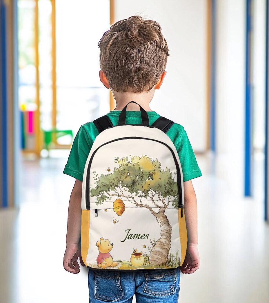 Custom Winnie the Pooh Backpack – Personalized Kids School Bag | Name Printed Rucksack | Waterproof & Lightweight, Travel Nursery Knapsack