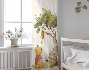 Winnie the Pooh Window Curtains – Pooh Bear Drapes | Nursery Decor | Baby Shower Gift | Winnie Bear Kids Room Curtains | Playroom Home Decor