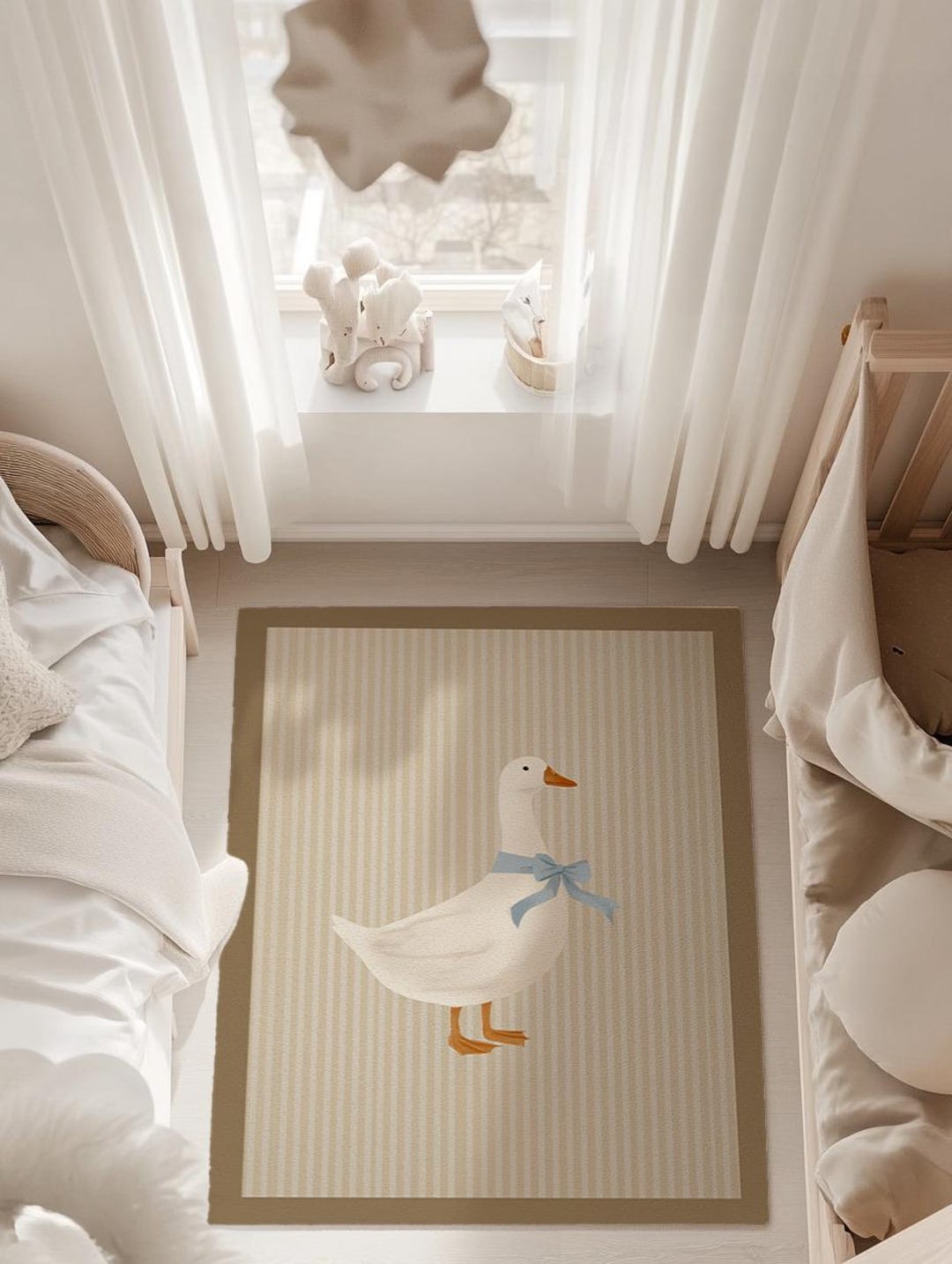 Silly Runner Rug Nursery Rug Silly Goose | Cream Cottagecore Baby Play Mat | Gender ...
