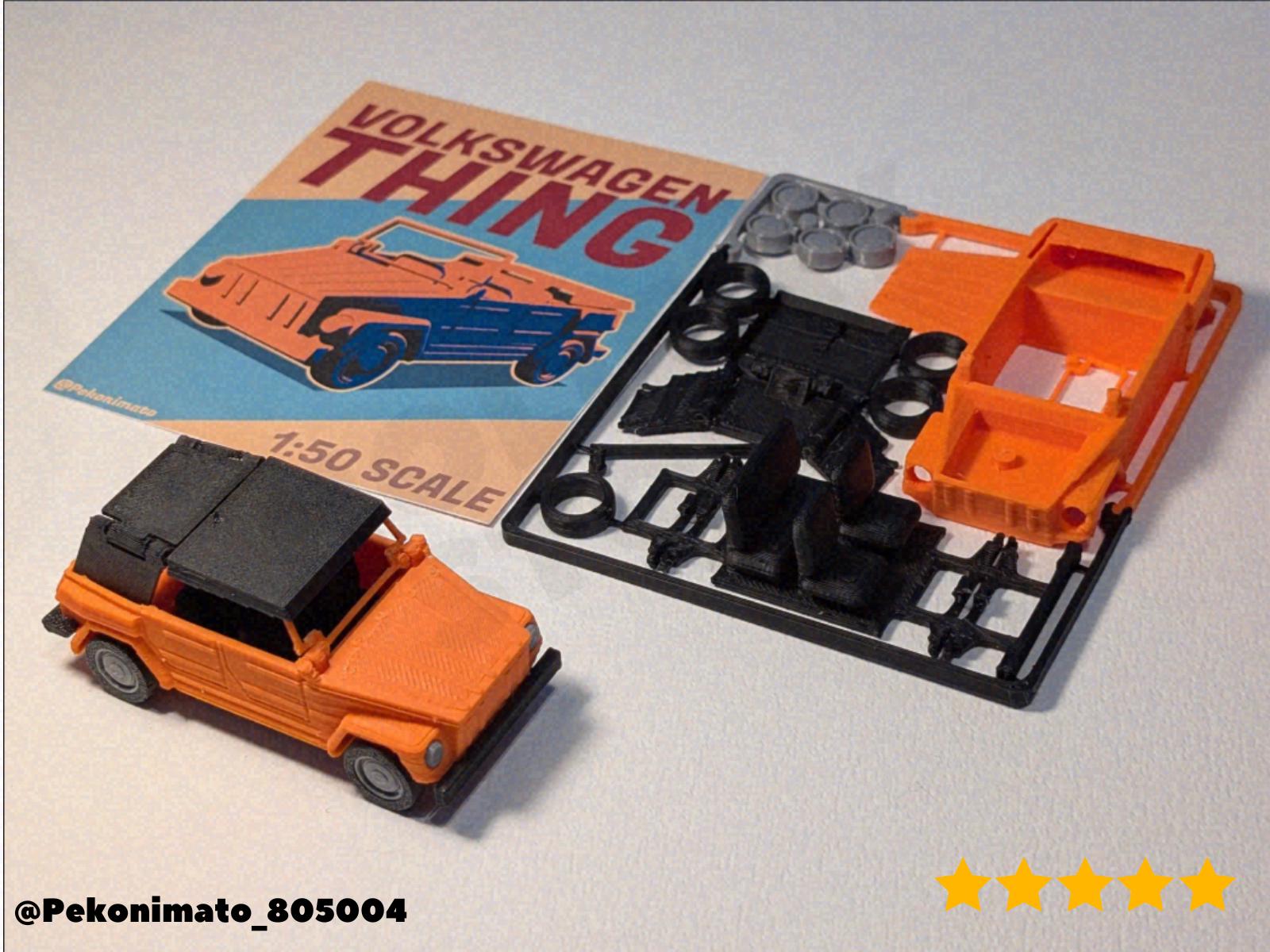 Hine&Kunst Original ボルトオブジェ スーパーカー Volkswagen Thing Kitcard, Scale Model 1:50, Folding Windshield