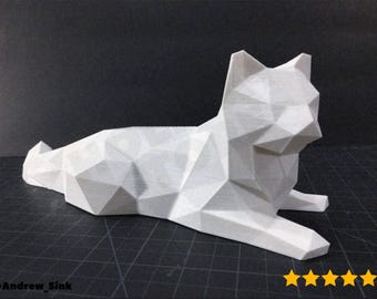 Modelo de gato de baja poligonización, figura de gatito estilo polígono - Impresión 3D - Modelado en Blender - BambuLab - Edición limitada, quedan pocas unidades