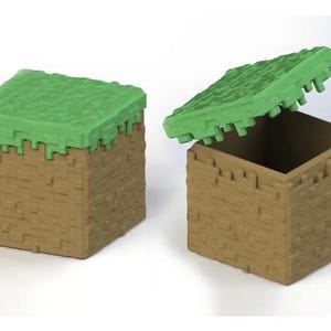 Minecraft Grass Block Container - Skrzynia do przechowywania dla fanów - Druk 3D - Modelowanie w Blenderze - BambuLab - Edycja limitowana, pozostało tylko kilka sztuk