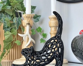 Escultura Voronoi de Gato Elástico - Decoración Artística Moderna - Impresión 3D - Modelado en Blender - BambuLab - Edición Limitada, Solo Quedan Pocas Unidades