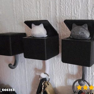Kattnyckelkrok, nyckelringshållare med dold kattlådadesign - 3D-utskrift - Blendermodellering - BambuLab - Begränsad upplaga, endast ett fåtal kvar