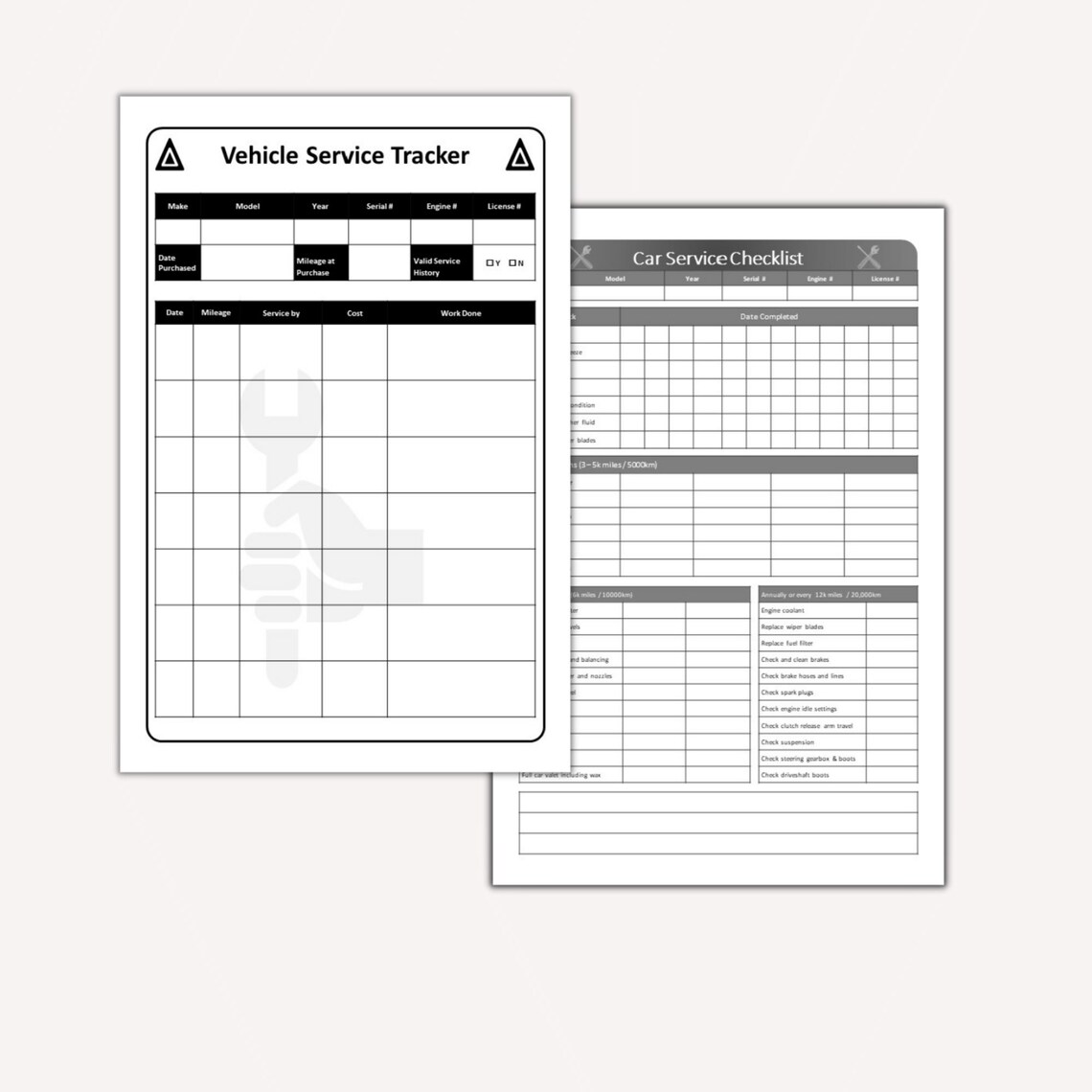 Vehicle Maintenance Log Printable, Vehicle Repair Log With Vehicle Checklist, Mileage Tracker ...