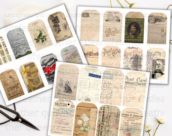 Junk Journal Kit, Printable Ephemera, Vintage Paper, Supplies, Pack, Tags, Scrapbook, Collage Sheet, Bookmark, Cards, Digital Embellishments
