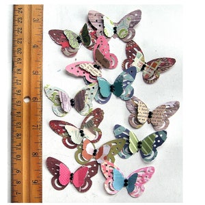 Set van 12, op de natuur geïnspireerde papieren vlinders-vlindercollectie-monarchvlinders-vlinderconfetti-kleurrijke vlinders-cadeaudeco