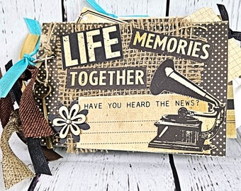 Vintage Theme Mini Album for Wallet Sized Photos/Premade Photo Album/ Purse Sized Brag Book, Old photo book, Selfies Album