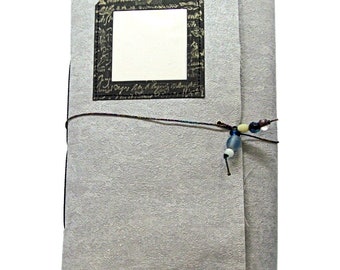 Pocket Journal Granite Look Soft Cover Beaded Elastic Closure Blank Pages Pockets for Photos