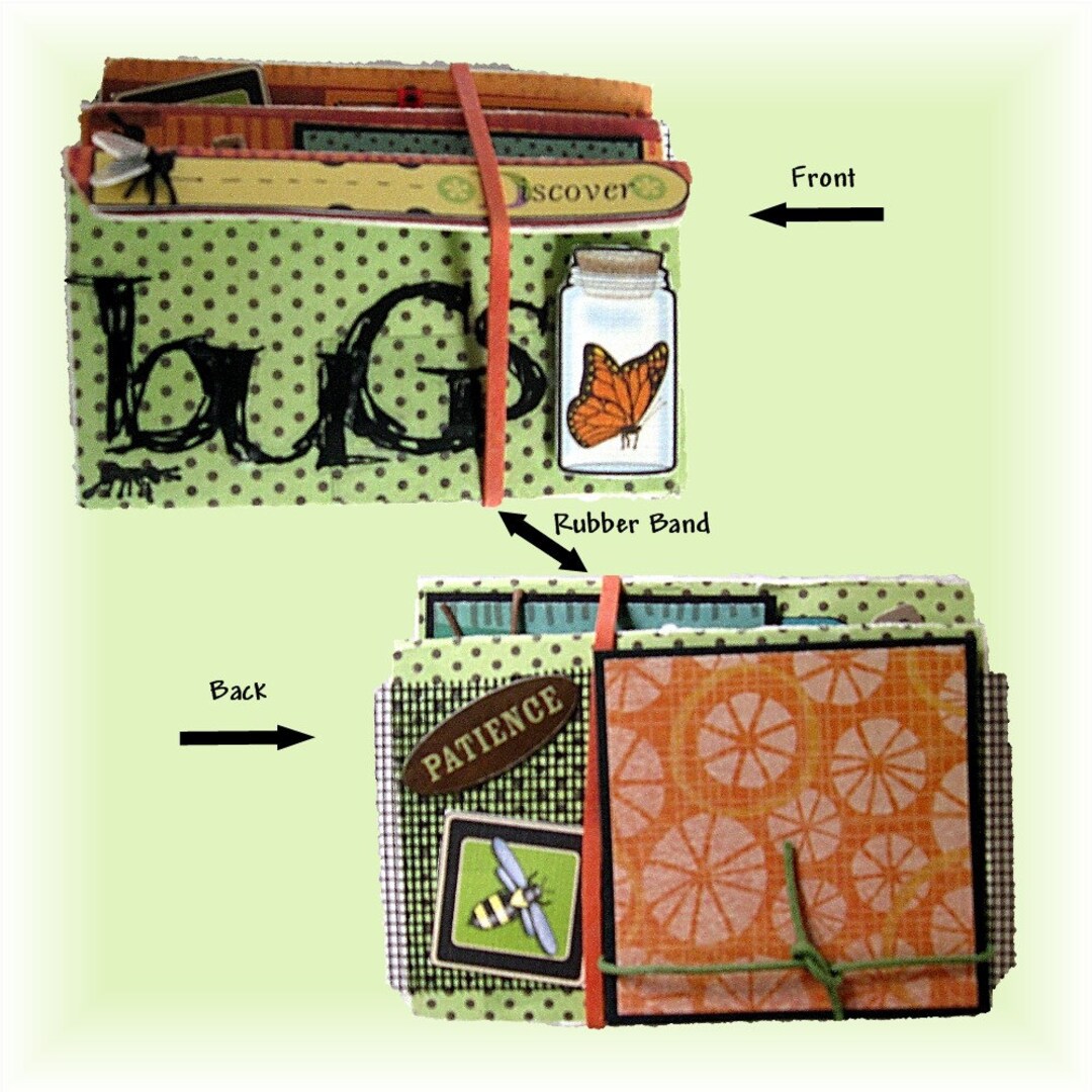 Purse Size Mini Accordion Cardboard Brag Book, Bug Title for Toddler