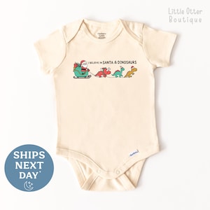 Christmas Dinosaurs Sleigh Onesie® - Christmas Baby Onesie® - Adorable Christmas Baby Bodysuit