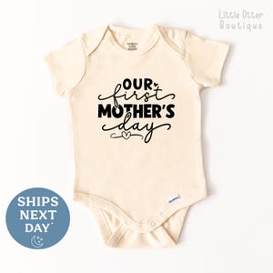 Our First Mother&#39;s Day Baby Onesie® – Cute Mother&#39;s Day Baby Onesie® –Adorable Baby Bodysuit