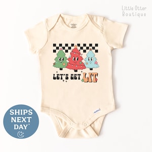 Retro Christmas Onesie® - Christmas Trees Baby Onesie® - Funny Christmas Baby Bodysuit